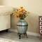 Vintiquewise Rustic Silver Galvanized Barrel Shape Planter and Vase with Metal Stand QI004437 - alternate 3